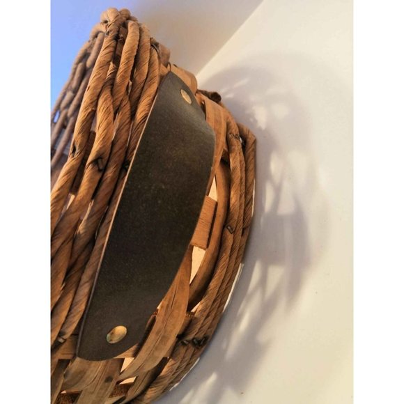 Vintage PYREX Round Wicker Basket Holder with Leather Handles 024.624.684 - Picture 4 of 5